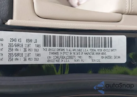 2018 Jeep Grand Cherokee Limited 4X4 from USA, damaged, VIN 1C4RJFBG4JC399271